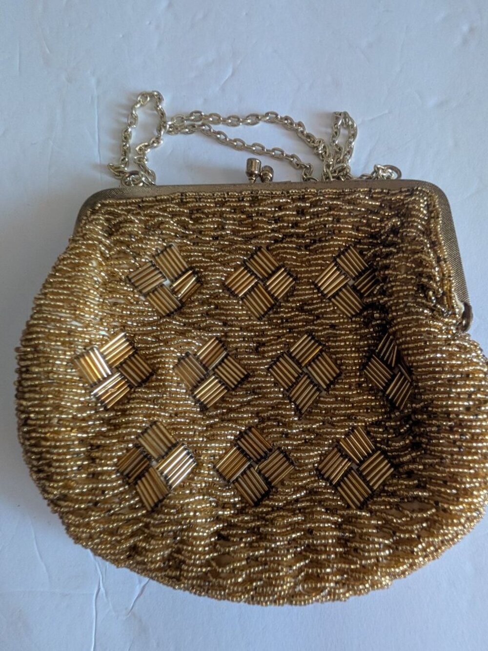 MAGID VINTAGE GOLD BEADED EVENING BAG, HONG KONG